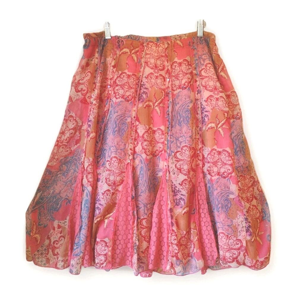 CJ Banks Skirt Womens Plus X Floral Boho Hippie Fairy A Line Pull On Flowy